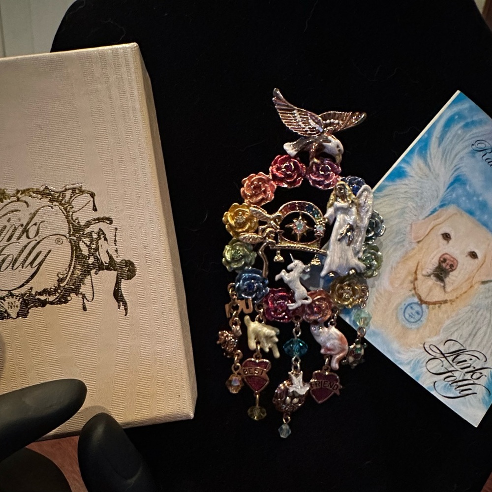 Kirk’s Folly, large Rainbow Bridge brooch with box and card